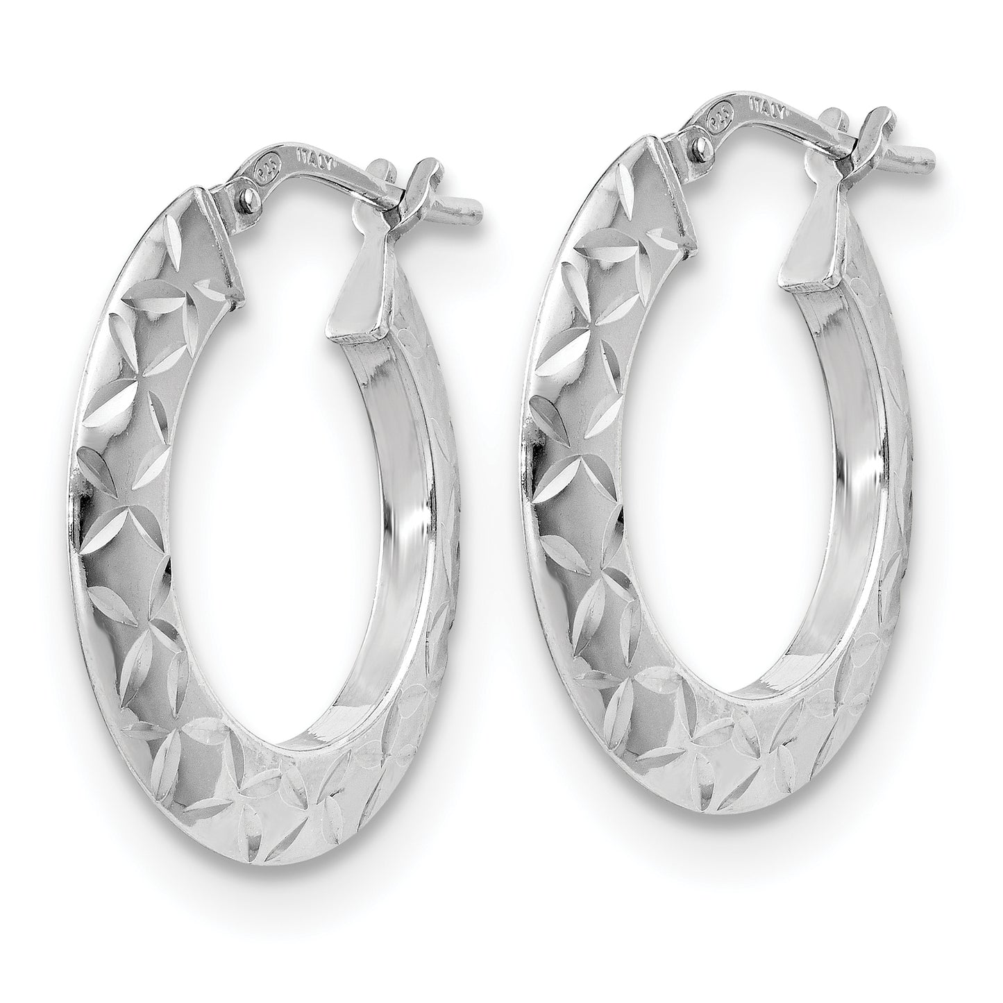 Leslie's Sterling Silver Polished and Textured Hoop Earrings