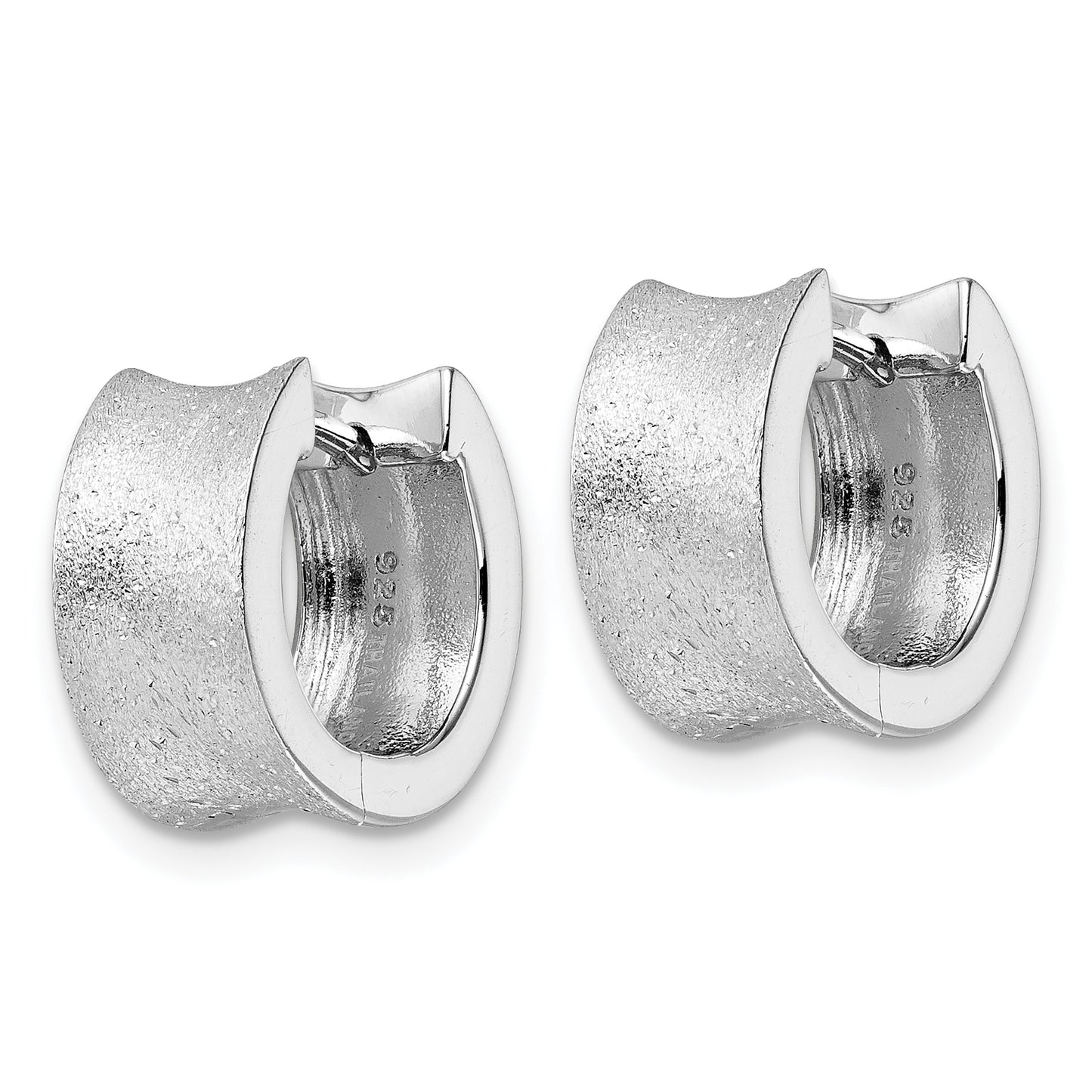 Leslie's Sterling Silver Rhod-plated D/C Brushed Huggie Hoop Earrings