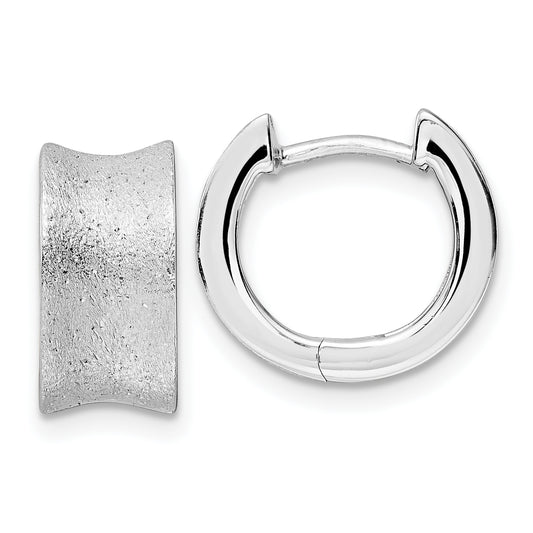Leslie's Sterling Silver Rhod-plated D/C Brushed Huggie Hoop Earrings