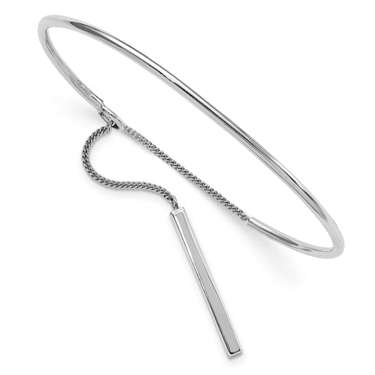 Leslie's Sterling Silver Polished Flexible with Dangle Chain Slip-On Bangle