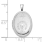 Sterling Silver Rhodium-plated D/C First Communion 19x15mm Oval Locket