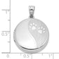 Sterling Silver Rhodium-plated Polished Paw Prints 20mm Round Locket