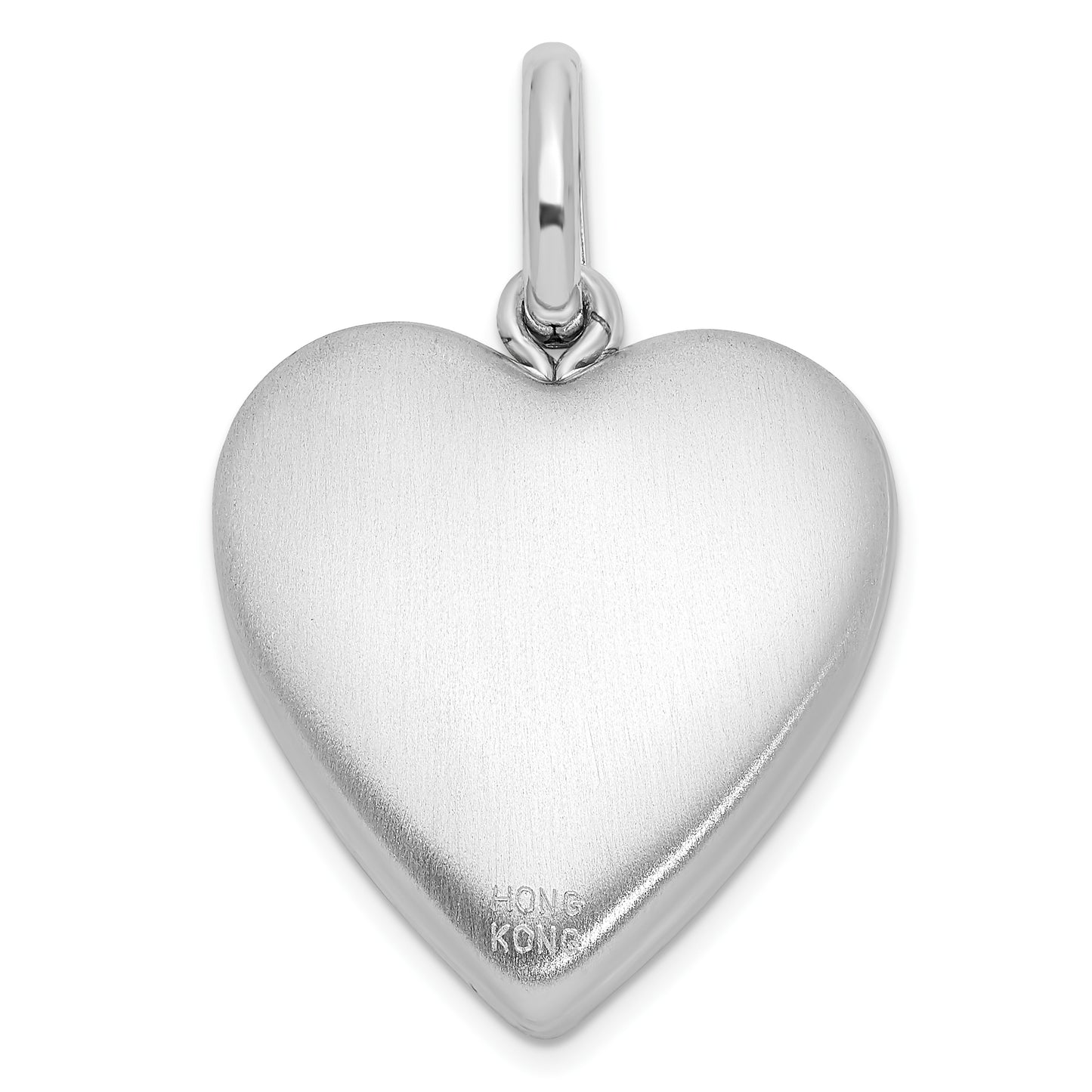 Sterling Silver Rhodium-plated 20mm Enamel Rose Heart Swing Locket