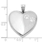 Sterling Silver Rhodium-plated Polished Paw Print 24mm Heart Locket