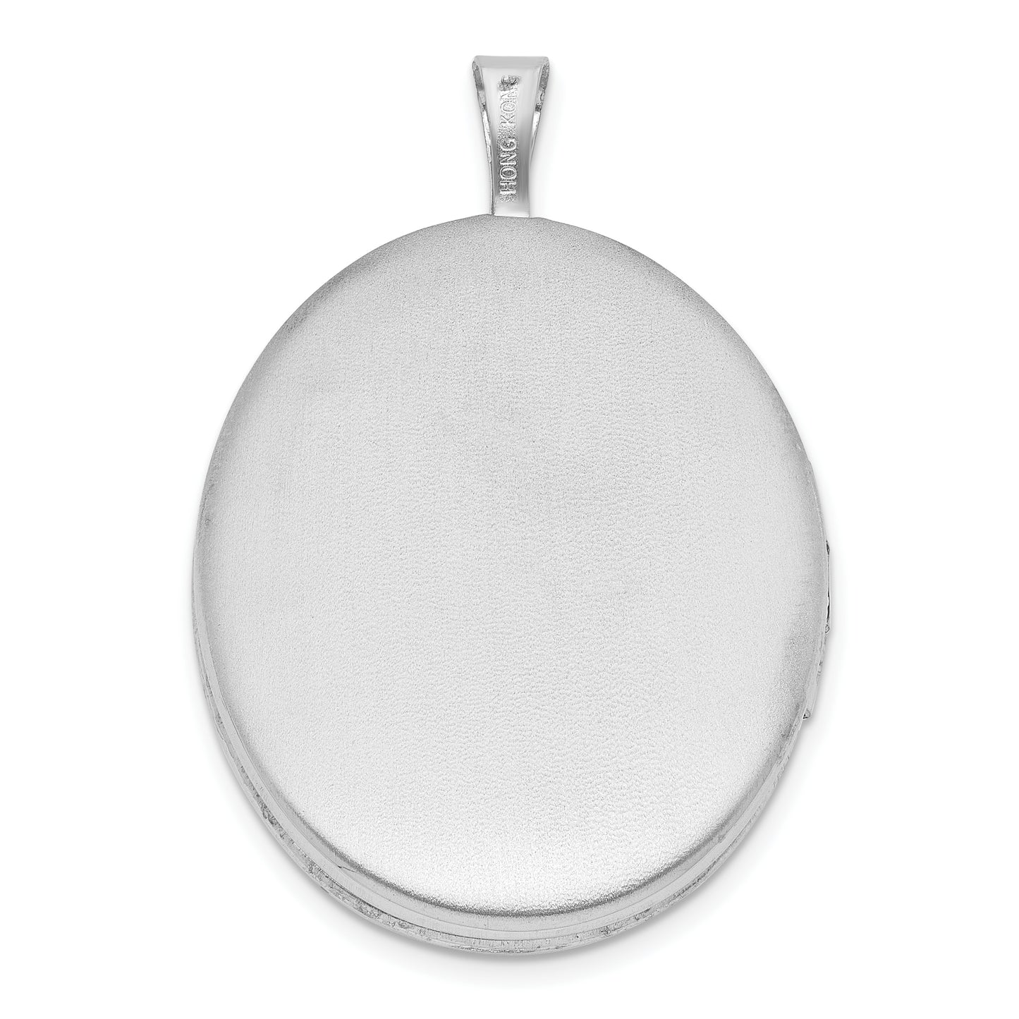 Sterling Silver RH-plated .05ct Diamond Heart Design 26mm Oval Locket