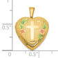 1/20 Gold Filled Polished and Epoxy 16mm Floral Cross Heart Locket