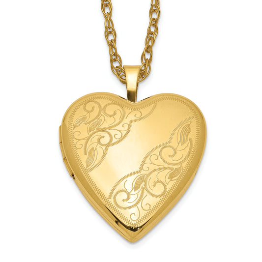 1/20 Gold Filled 20mm Side Swirled Heart Locket Necklace
