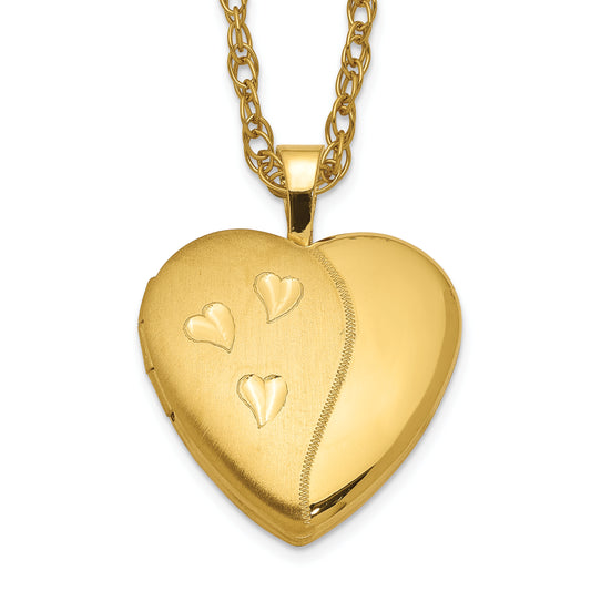 1/20 Gold Filled 16mm Satin and Polished Heart Locket Necklace