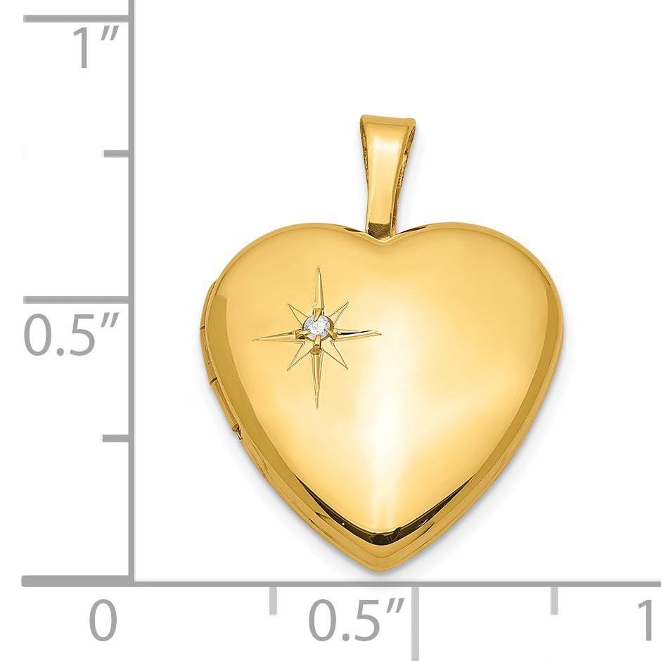 Sterling Silver Gold-plated and Diamond 16mm Heart Locket