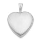 Sterling Silver RH-plated 16mm D/C and Enameled Cross and Flowers Heart Locket