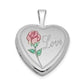 Sterling Silver Rhodium-plated 16mm Enameled and D/C Love Heart Locket