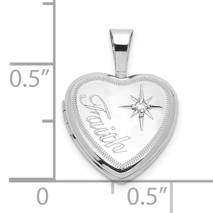 Sterling Silver and Diamond Faith 12mm Heart Locket