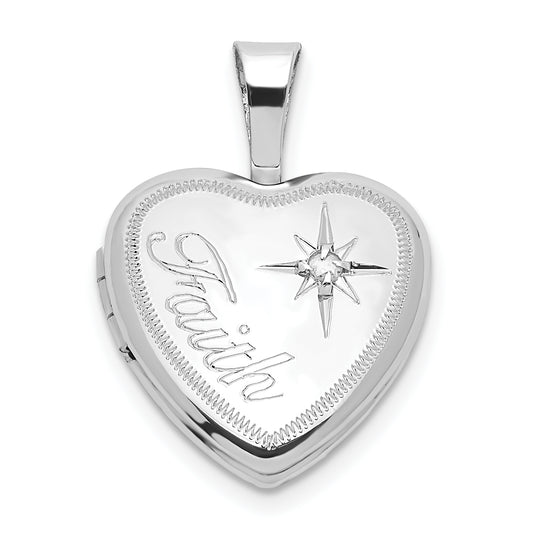 Sterling Silver and Diamond Faith 12mm Heart Locket