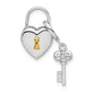 Sterling Silver Rhod and Gold-plated 10mm Heart Lock and Key Hinge Locket Charm