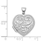 Sterling Silver Rhodium-plated 18mm Scroll Design Heart Locket