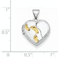 Sterling Silver Rhodium and Gold-plated 15m Heart Foot Prints Locket