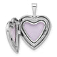 Sterling Silver Polished and Striped Butterflies Heart Locket