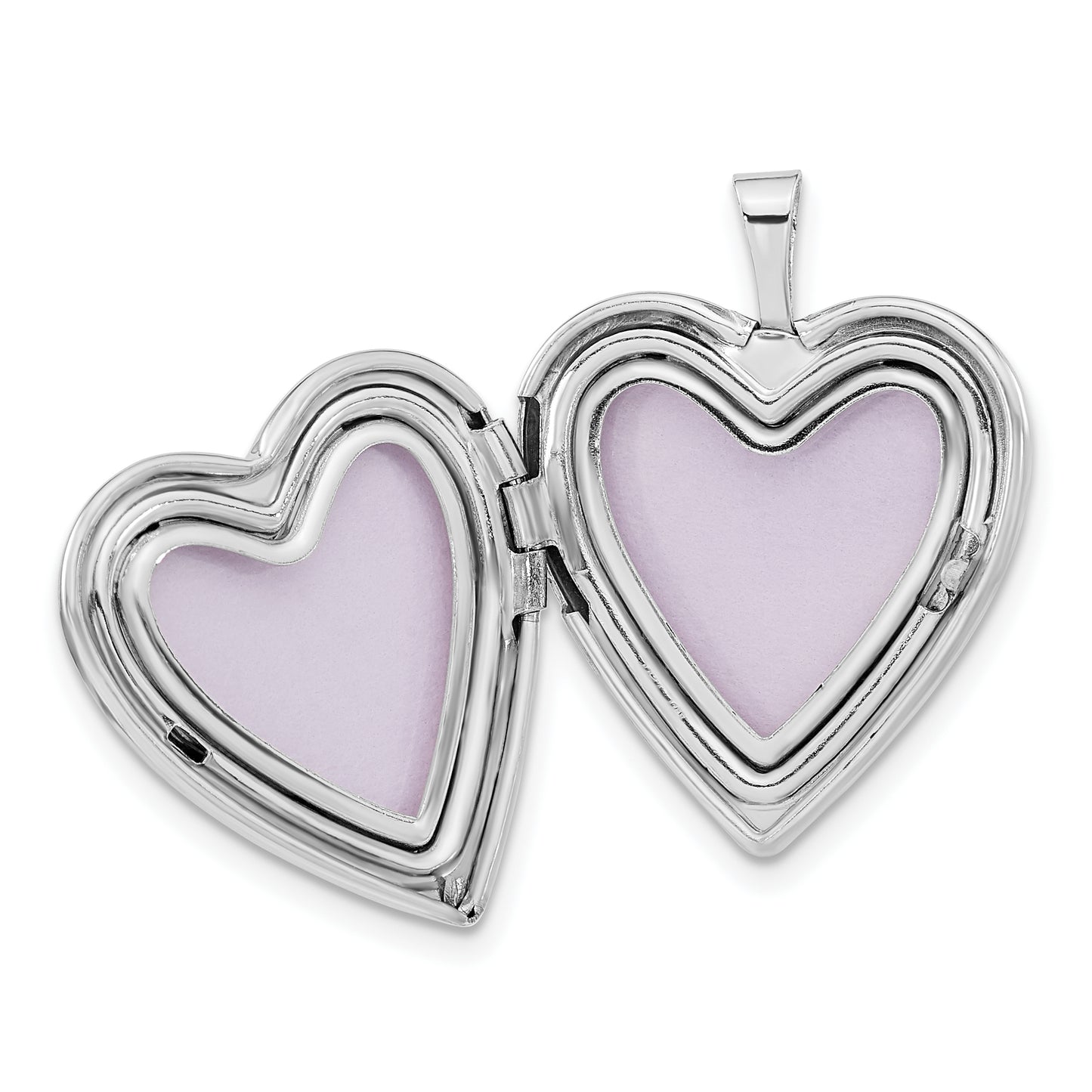 Sterling Silver Polished Crystal Heart Locket