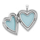 Sterling Silver Rhodium-plated Satin and Polished Paw Prints Heart Locket