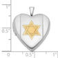 Sterling Silver Gold-plated Polished and Satin Star of David Heart Locket