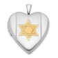 Sterling Silver Gold-plated Polished and Satin Star of David Heart Locket