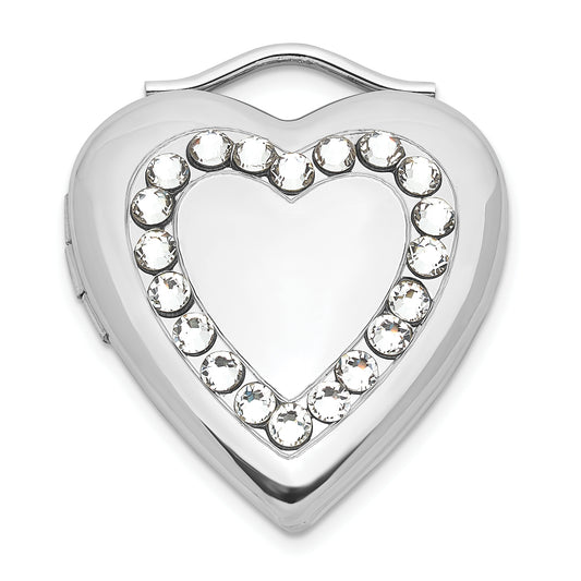 Sterling Silver Polished Swarovski Crystal Heart Locket