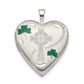 Sterling Silver 20mm Green Enamel Clover/Cross Heart Locket