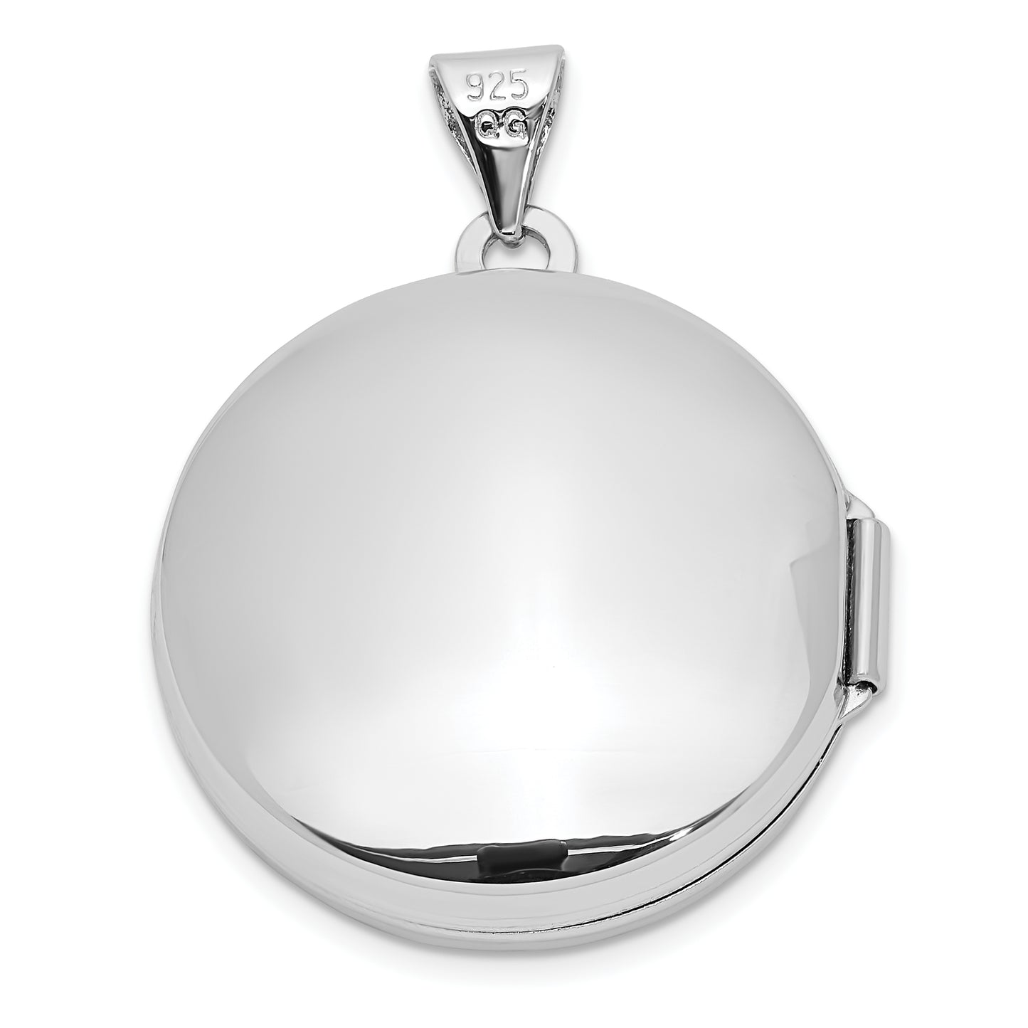 Sterling Silver Rhodium-plated Polished Domed 20mm Round Locket