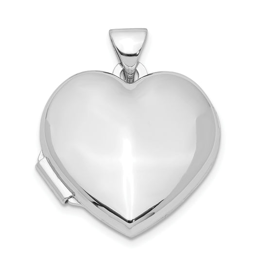 Sterling Silver Rhodium-plated Polished 18mm Heart Locket