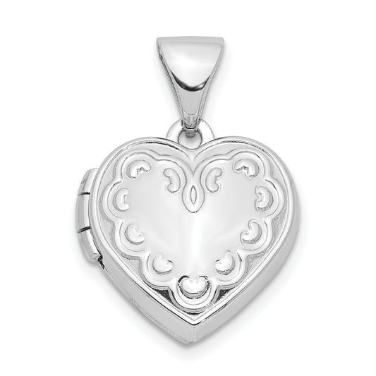 Sterling Silver Rhodium-plated 13mm Heart Locket