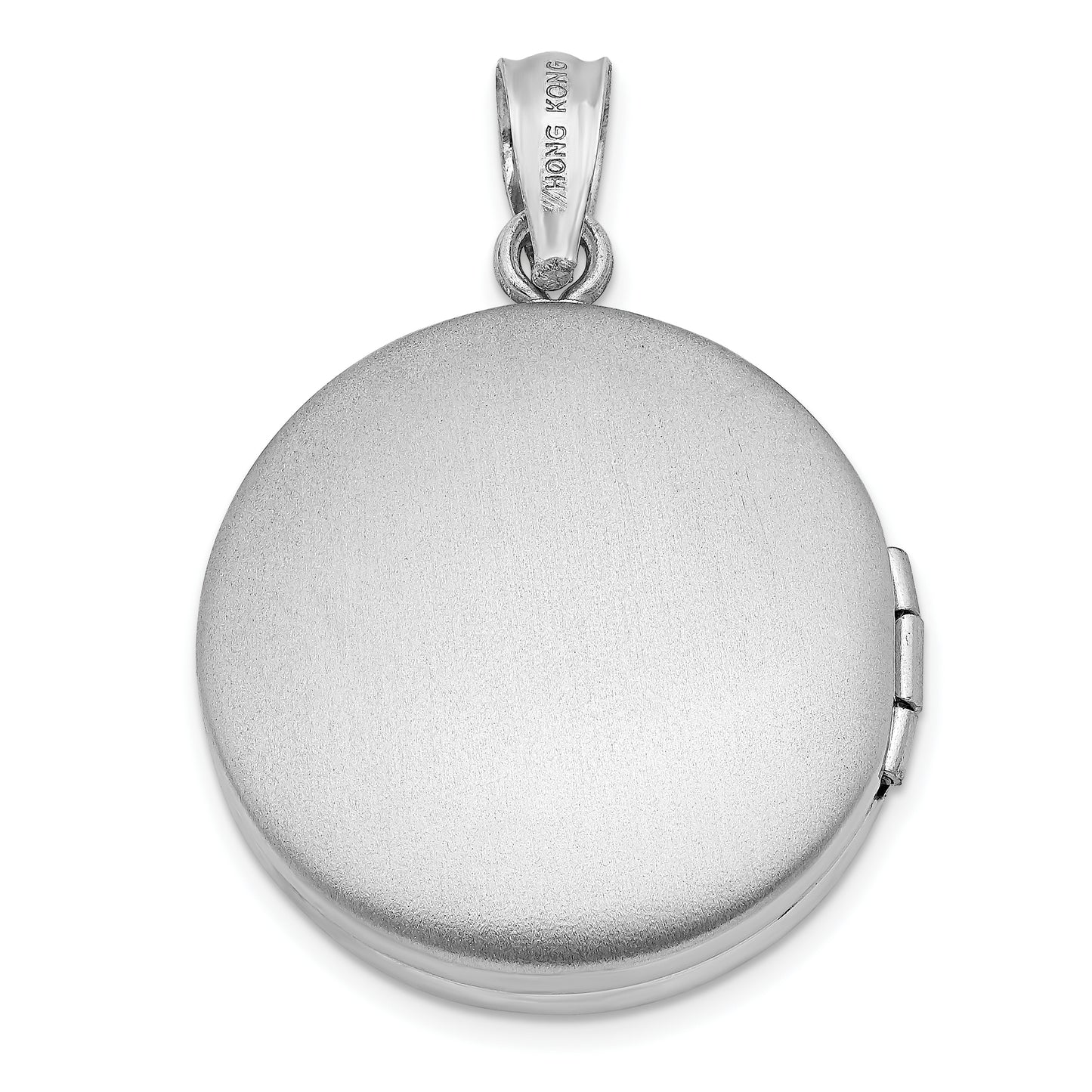 Sterling Silver Rhodium-plated 20mm Grooved and Polished Tree Round Locket