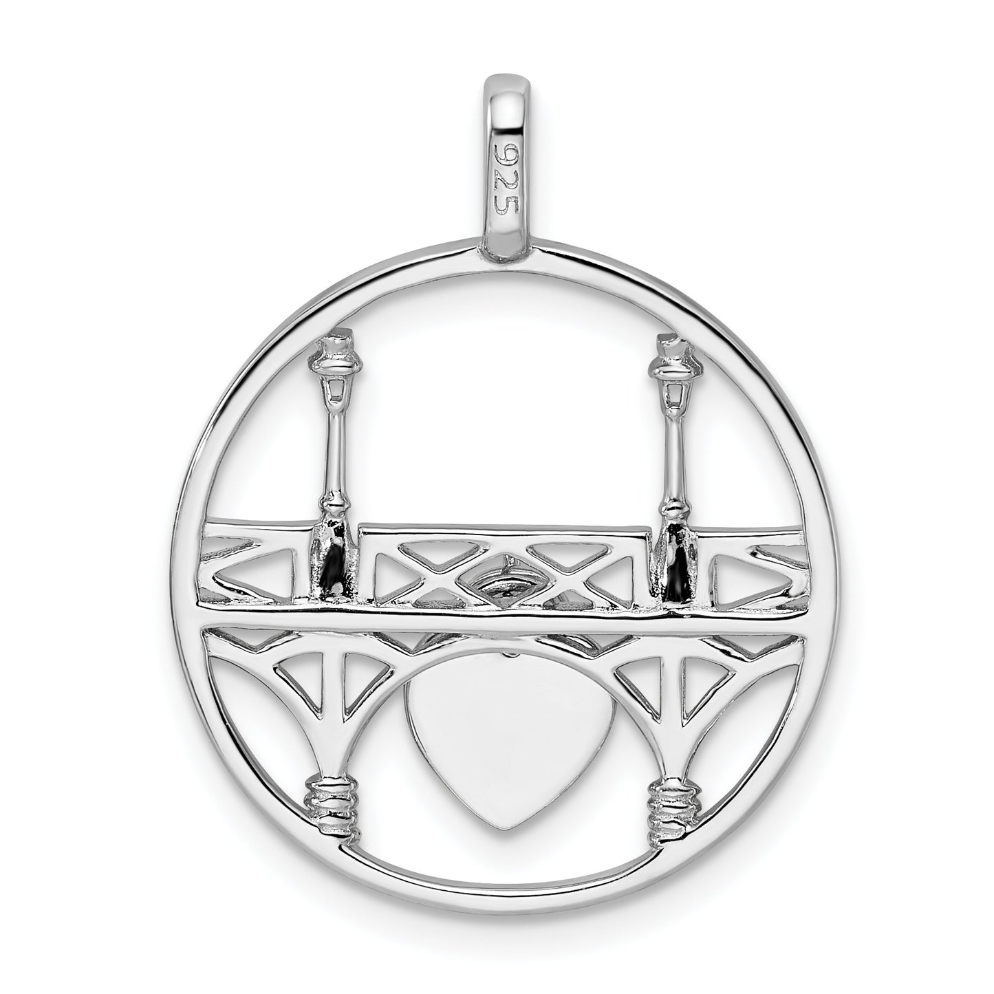 Sterling Silver Rhodium-plated Polished Heart Locket on Bridge Pendant