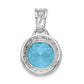 Sterling Silver Rhodium-plated Light Swiss Blue Topaz and Diamond Pendant