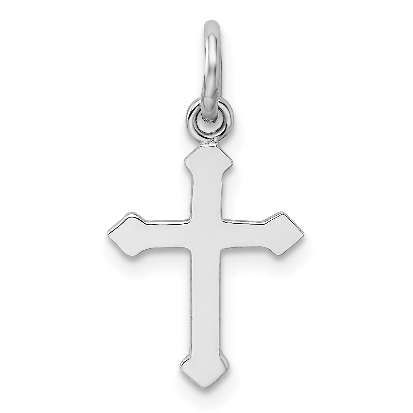 Sterling Silver RH Plated Child's Polished Cross Pendant