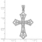 Sterling Silver Rhodium and Diam. Filigree Cross Pendant