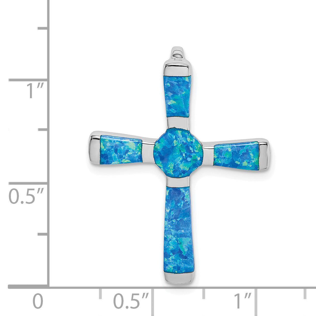 Sterling Silver Created Opal Cross Slide Pendant
