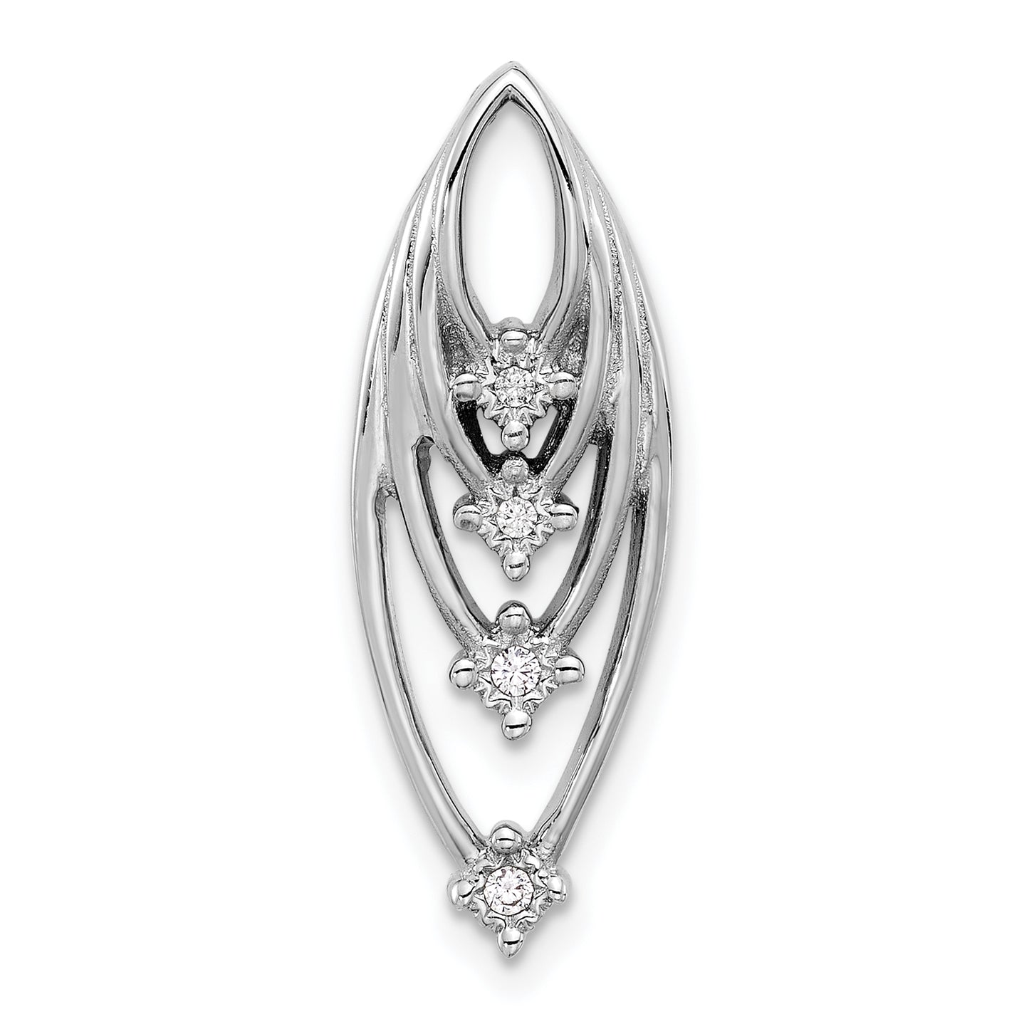 Sterling Silver Rhodium-plated Polished CZ Layered Chain Slide