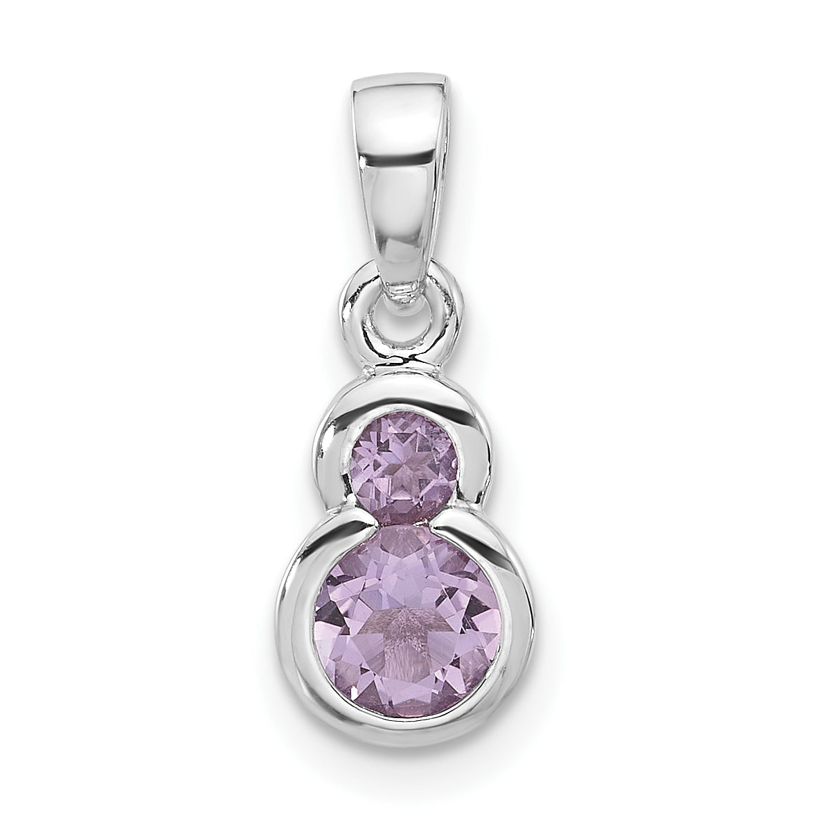 Sterling Silver Rhodium-plated Polished Amethyst Pendant