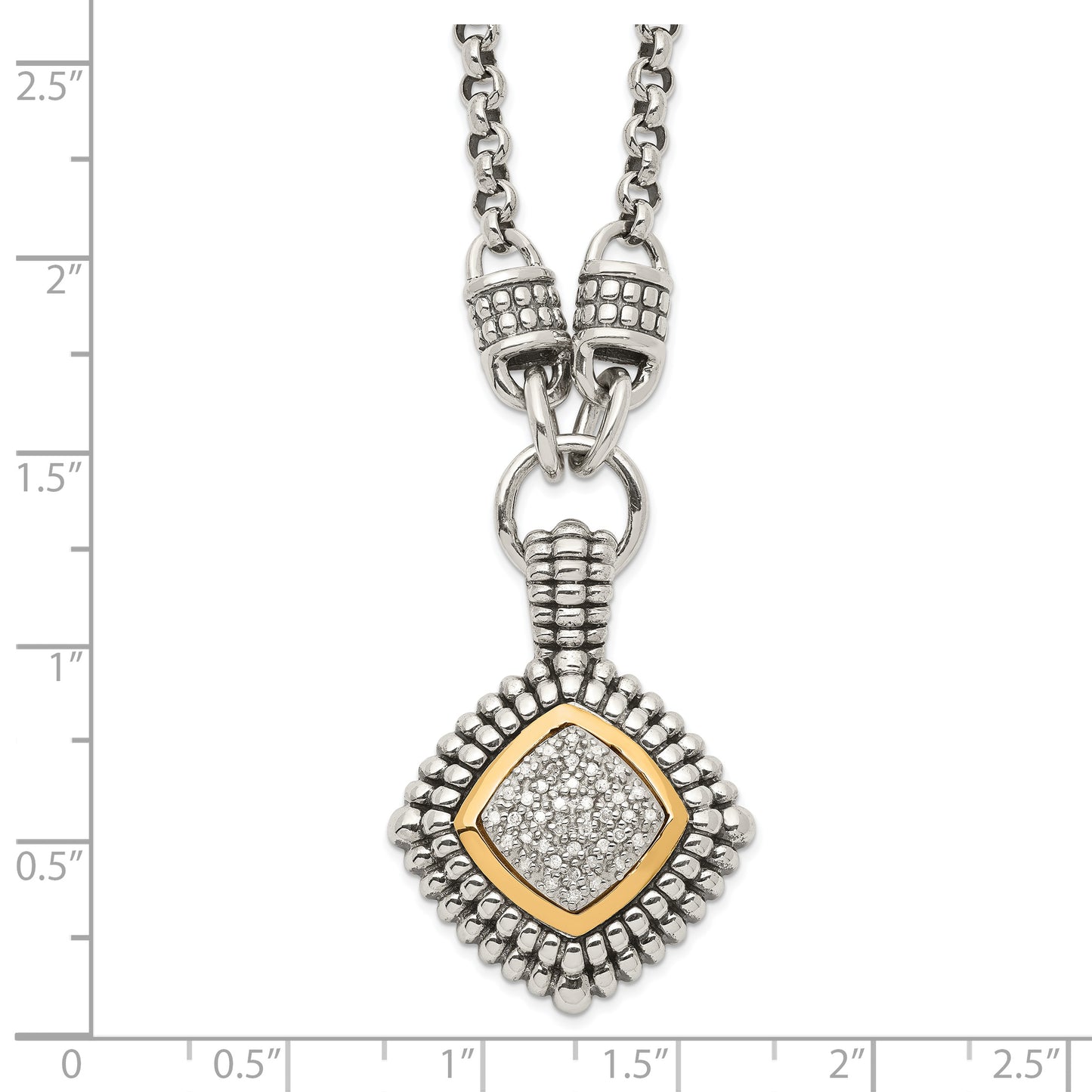Shey Couture Sterling Silver with 14K Accent 17 Inch Antiqued Diamond Necklace