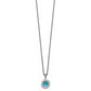 Shey Couture Sterling Silver with 14K Accent 18 Inch Antiqued Round Swiss Blue Topaz and Diamond Necklace