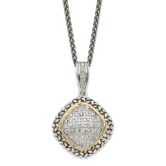 Shey Couture Sterling Silver with 14K Accent 18 Inch Antiqued Diamond Necklace