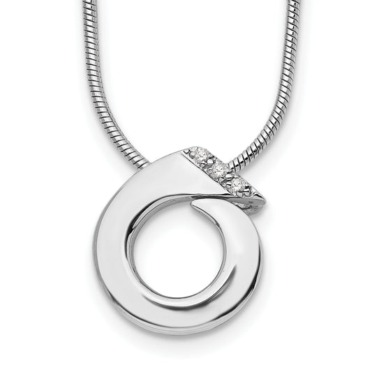 White Ice Sterling Silver Rhodium-plated 18 Inch Open Circle Diamond Necklace with 2 Inch Extender