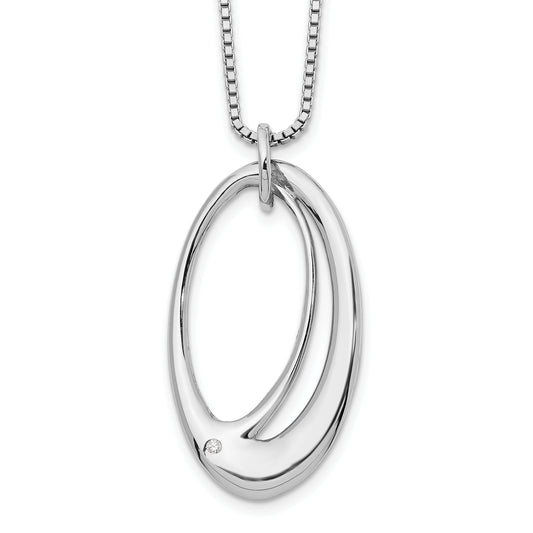 White Ice Sterling Silver Rhodium-plated 18 Inch Open Oval Diamond Necklace with 2 Inch Extender