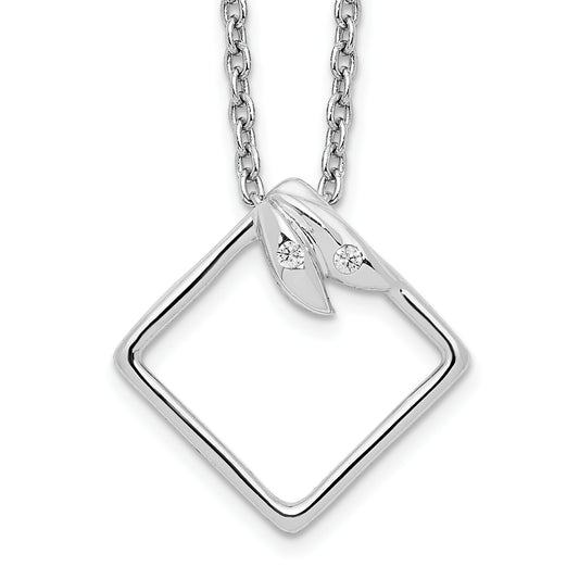 White Ice Sterling Silver Rhodium-plated 18 Inch Open Diamond-shaped Diamond Necklace with 2 Inch Extender