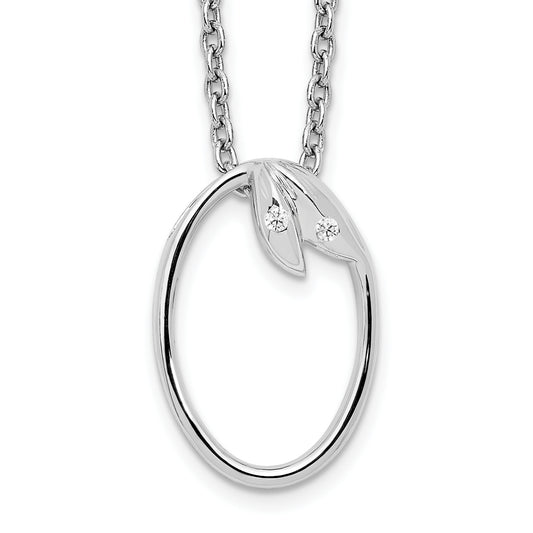 White Ice Sterling Silver Rhodium-plated 18 Inch Open Oval Diamond Necklace with 2 Inch Extender