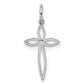 Sterling Silver Rhodium-plated Laser Designed Cross Charm