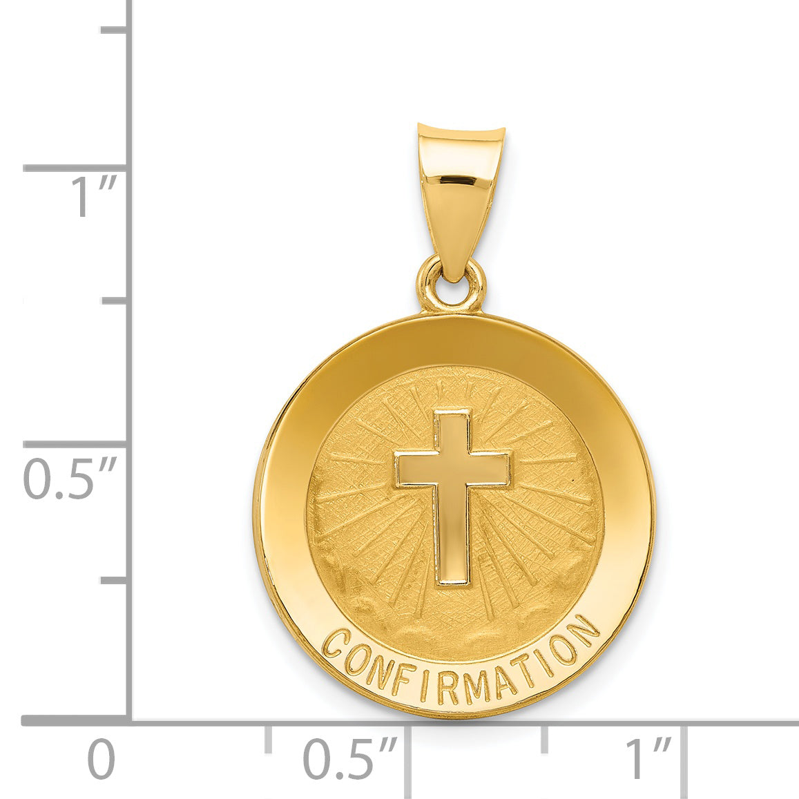14k Confirmation Medal Hollow Round Pendant