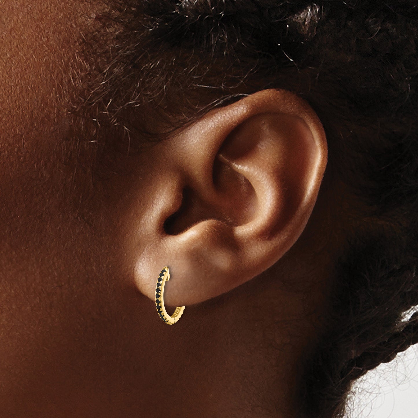 14k Madi K Black and White CZ Reversible Hinged Huggie Hoop Earrings