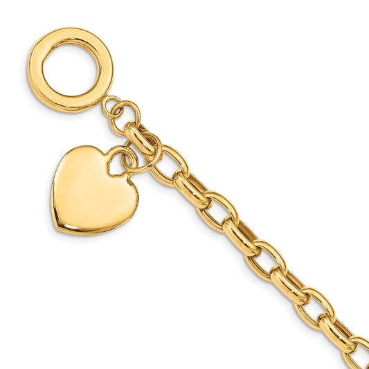 14k Heart Charm Bracelet