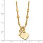 14K Polished and Diamond-cut Lock and Heart Charm Necklace